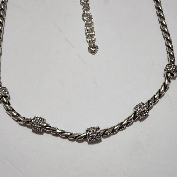 Brighton Meridian Silver Plated Braided Twist Barrel Crystal Accent Necklace - Picture 5 of 5
